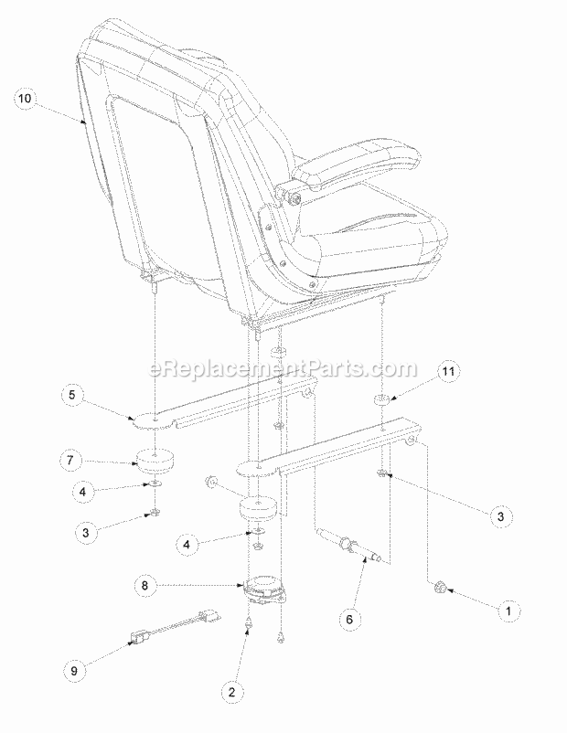 Seat Assembly Diagram and Parts List for M48-KW 53AB5DBV750 Cub Cadet Sprayer